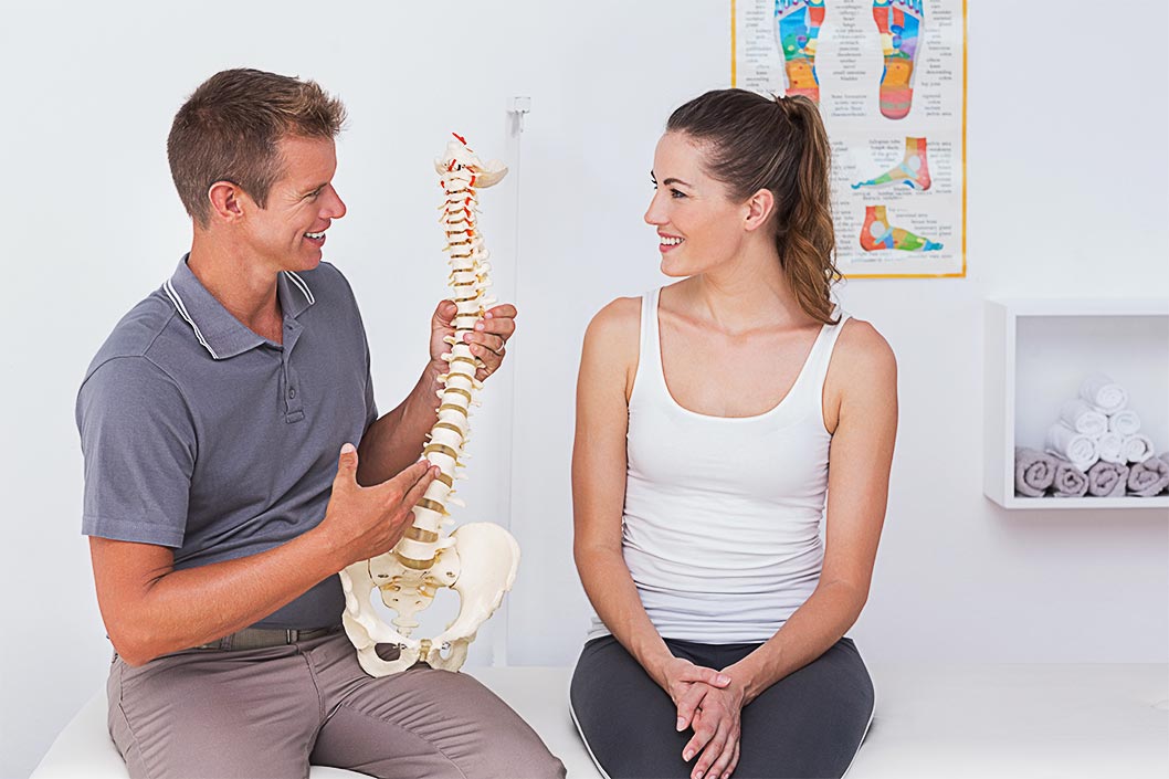 doctor explaining spine
